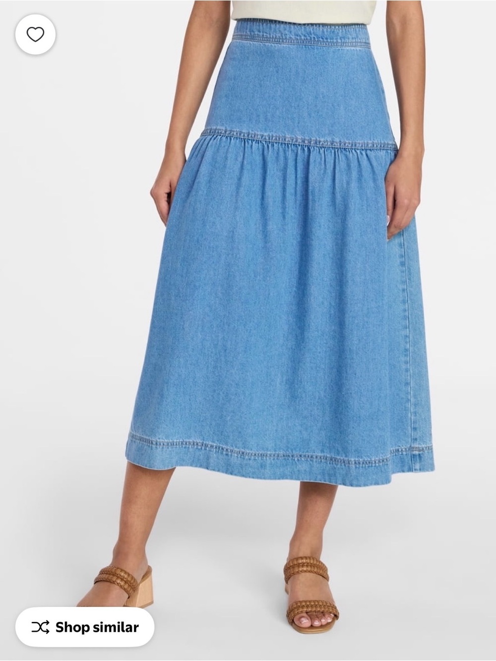 Time and Tru Light Blue Denim Midi High Rise Skirt